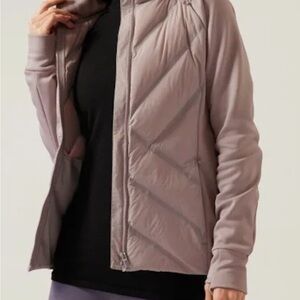 Athleta  Inlet Gray /purple Hooded Jacket small “NWT”